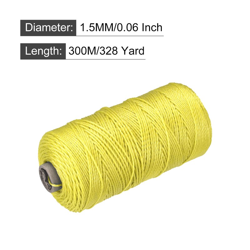 sourcing map Braid Mason's Cord Nylon Yellow 300 m /