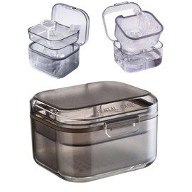 Bell Belu 1-Piece Mouthpiece Retainer Case, Denture Case, Cleaning, Going Out (Black)