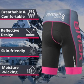Brisk Bike Padded Cycling Shorts Women Cycle Shorts Cool and Quick Dry Compression Cycling Shorts Women Motorcycle Padded Ladies Cycling Shorts (UK, Alpha, M, Regular, Regular, Black/Pink)