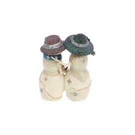 Pavilion Gift Company - Fros-Tea Friends - 4.5" Hand Painted Resin The BirchHearts Collectible Double Snowman Figurine Decorative Holiday Christmas Decor Statue Bunny Rabbit Tea Lover