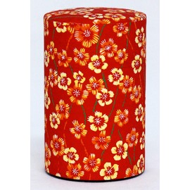 KOTODO Washi Paper Tea Tin Canister: Long 3.5oz (100g) Flower of Happiness (#85), Japan