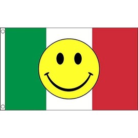 Italy Smiley Face Flag 5ft x 3ft