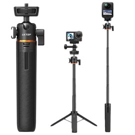 LKTOP Pocket 3 Tripod Selfie Stick for DJI Osmo Nano/360 Vlog Handle Grip Action 5 Pro/6/4/3 Extension Pole Insta 360/Xtra Muse/GoPro Hero/Max Travel Stand Action Camera Accessories 1/4" Screw, 8-22''