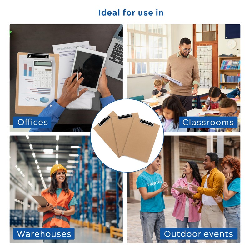 LUX Hardboard Clipboard, 6-Pack, Brown, Professional Office Organization, Lasting Durability