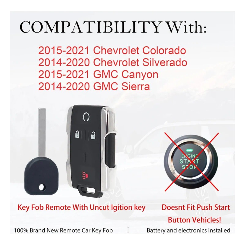 Llavero De Repuesto Para Chevy Silverado Colorado Gmc Canyon Negro