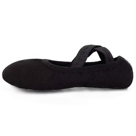 s.lemon Ballet Shoe,Cotton Canvas Split Sole Yoga Gymnastics Ballet Dance Slipper for Kids Women TLK Black 42