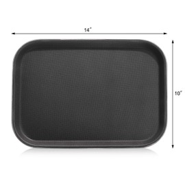 New Star Foodservice 24852 Restaurant Grade Non-Slip Tray, Plastic, Rubber Lined, Rectangular, 10-Inch x 14-Inch, Black