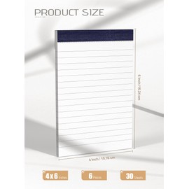 Small Notepads 4 x 6 Bloc Note Pads for Grocery List Recipes Note Pad, 6 Pack Memo Notepad for Office Supplies, Reminders Small Work Note Pads 4x6 in Writing Pad for Workers 30 Sheets Per Lined Paper