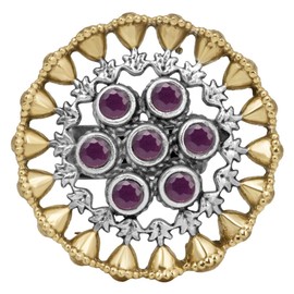 Aheli Vintage Inspired Statement Adjustable Ethnic Ring Dual Tone Faux Stone Studded Indian Fashion Jewelry Gift for Women