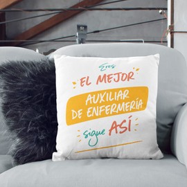 MUGFFINS NURSING ASSISTANT man Cushion Padding included - in Spanish - Eres el mejor sigue así! - Funny gift - Pillow: cover and filling 15.7x15.7 inches