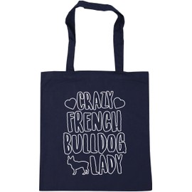 Hippowarehouse Crazy french bulldog lady dog Tote Shopping Gym Beach Bag 42cm x38cm, 10 litres