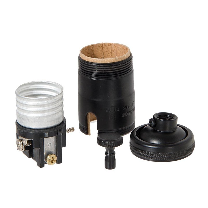 B&P Lamp® 3-Way Heavy Duty, Turned Brass Socket, Satin Black