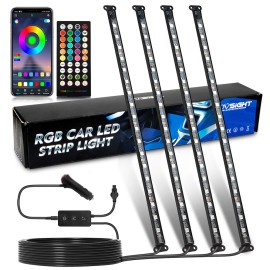 NOVSIGHT Car RGB 72 LED Lights Strip Interior Floor Decor Atmosphere Nenon Lamp Control