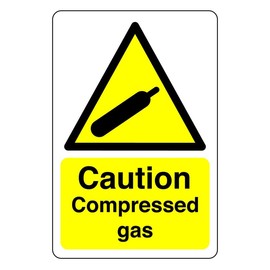 Safety First Display LTD Caution compressed gas sign - 1.2mm Rigid plastic for indoor/outdoor usage (200mm x 150mm) Viewing Distance within 5m.