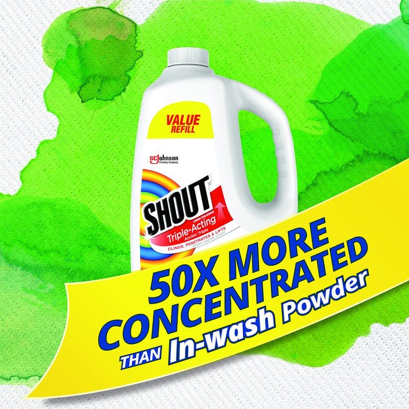 Shout Triple-Acting Laundry Stain Remover for Everyday Stains Liquid Refill,