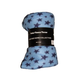 AES 50x60 Inch Star Pattern Dark and Light Blue Polar Fleece Throw Blanket