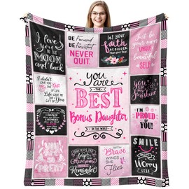 Christmas Bonus Daughter Gifts Throw Blanket 60 x 50 Inch, Step Daughter Gifts from Stepmom Stepdad, Xmas Gift for Bonus Daughter from Bonus Mom, Best Stepdaughter Gifts for Birthday Graduation