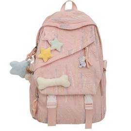 Chmnigma Y2K Backpack for Women Star Aesthetic Cute Bookbag Kawaii Preppy Backpacks Coquette Casual Travel Daypack.(Pink)