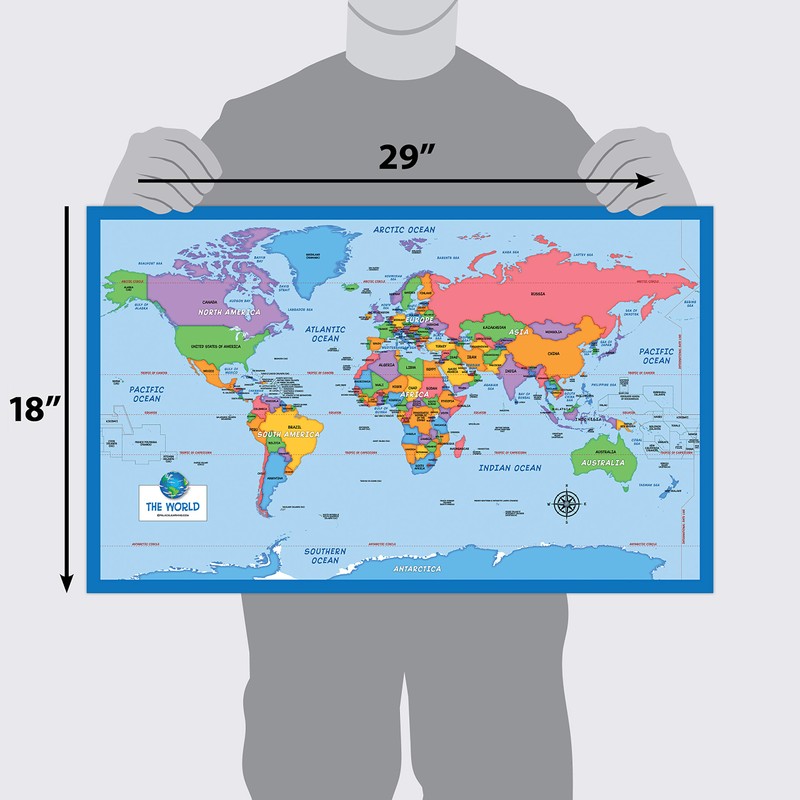 2 Pack - World Map for Kids + Blue Ocean