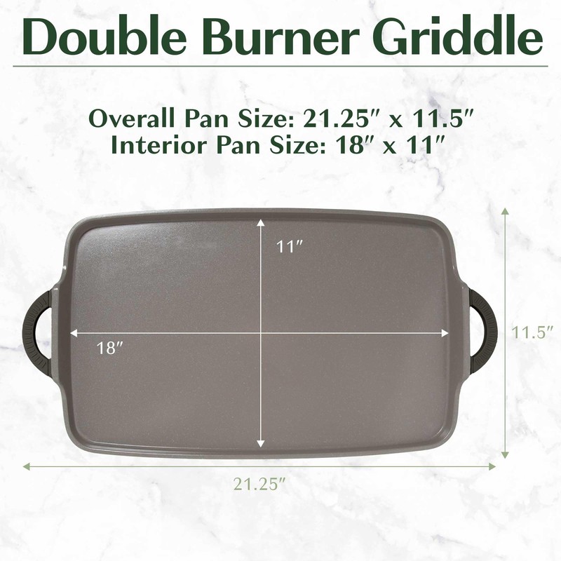 Goodful All-in-One Double Burner Griddle, Ceramic Nonstick, Durable Cast Aluminum,