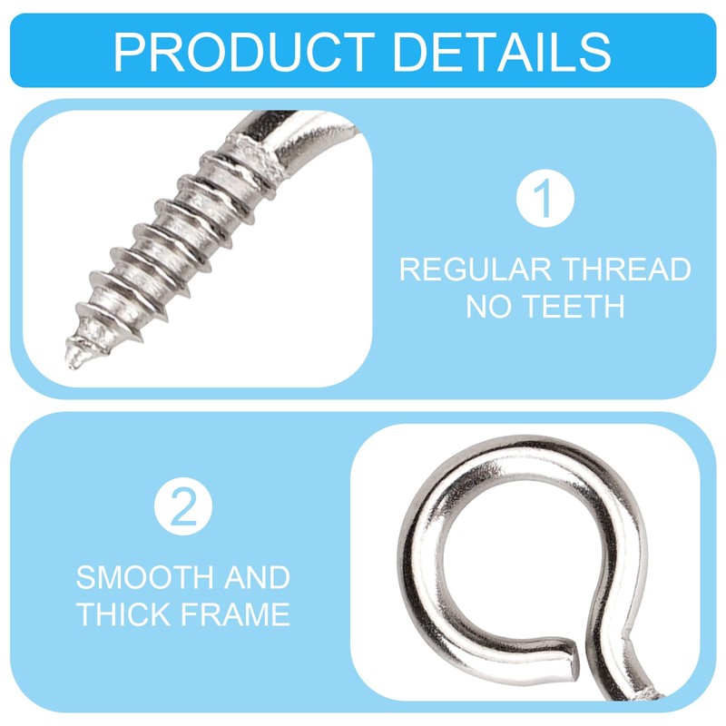 Aovchei Eye Screws, 50Pcs 1 inches 304 Heavy Duty Stainless