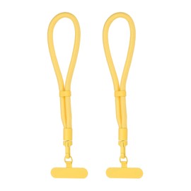 PATIKIL Universal Hand Wrist Strap Lanyard, 2Pack Polyester Adjustable Phone Strap with Stainless Steel Patch Multifunctional Cell Phone Lanyard for Most Smartphones, Yellow