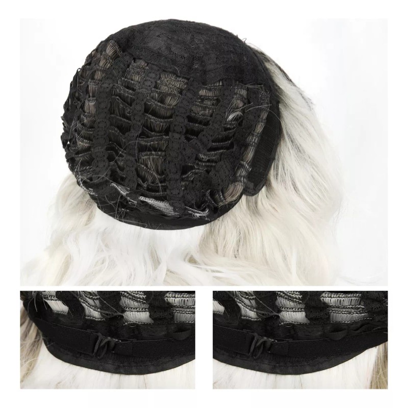 Ktmouw Peluca De Cabello Natural Cortas Ondulada Gris Para Mujer