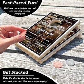 Coinhole Mini Cornhole Game Set | Portable Tabletop Bean Bag Toss Game for Indoor & Outdoor Fun | Includes Coins for Game Play (Full Game Set Party Game)