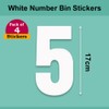 Pack of 4 Plain White Bin Number 5 Stickers (17