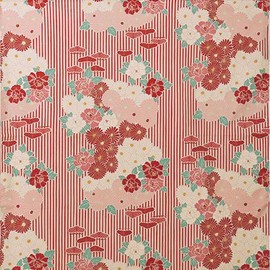 Furoshiki Wrapping Cloth Bag (Retro Flower Red) Large Size 39.4 inches (100 cm), Made in Japan 100% Cotton Japanese Kimono Desigh Gift Wrap Tapestry Bag Cloth