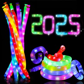 ERGDUTNK Pink 6PCS Light Up Pop Fidget Tubes Party Favors-Glow in The Dark Party Supplies for Kids and Adults, Perfect for Festivals, Birthday Parties, Raves, Concerts, and Camping Decorations