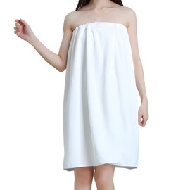 GEN'C BÉAUTY Spa Towel Wrap Microfiber Bathrobe Adjustable Shower Robe for Women XL-XXXL (White)