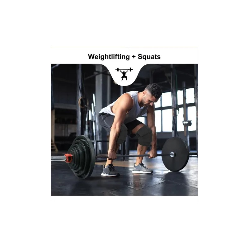 Set Rodillera Elástica y Muñequera Deportiva HLCassCo Negro Crossfit Gym