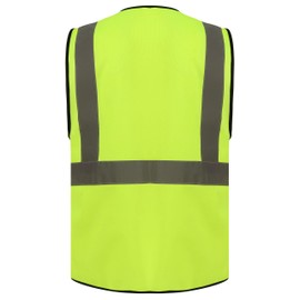 HI VIZ VIS ZIP UP VEST WAISTCOAT with Multi POCKETS Phone and ID pockets (Yellow, M)