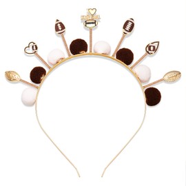 boderier Game Day Sports Hairband Hair Accessories for Women,Football Baseball Headband Head Bopper Headband Pompom Tiara Headband (Football Heart)