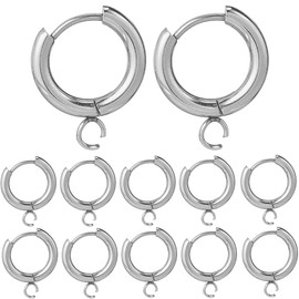 SUNNYCLUE 1 Box 12Pcs Leverback Earring Hooks Bulk Silver French Earring Hooks Earwires Huggie Hoops Stainless Steel Round Lever Backs Ear Wire Earrings Findings with Loops for jewellery Making Women