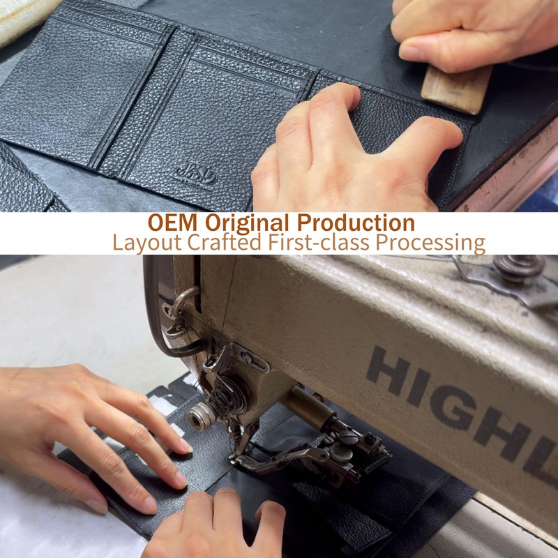 JLDAdornGo Wallet for Men RFID Slim Trifold Genuine Cattle Leather