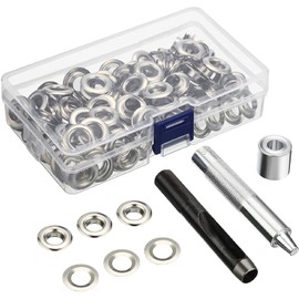 100 Grommet Tool Kits, 0.5inch Metal Grommet Eyelets with 3 Installation Tools for Fabric, Canvas, Curtains, Clothing and Leather