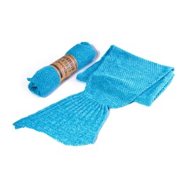 Kitchen Home - Mermaid Tail Blanket – Super Soft All Season Crochet Mermaid Pattern Knitted Sleeping Bag Throw for Adults and Kids – 72”x35” - Cerulean Blue