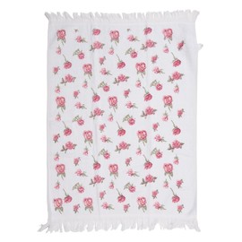 Clayre & Eef Guest Towel 40 x 66 cm White Pink Cotton Roses Toilet Towel
