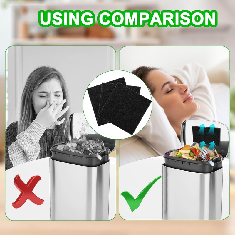 8 Pieces Activated Carbon Filter, Compost Container Filter, Organic Waste