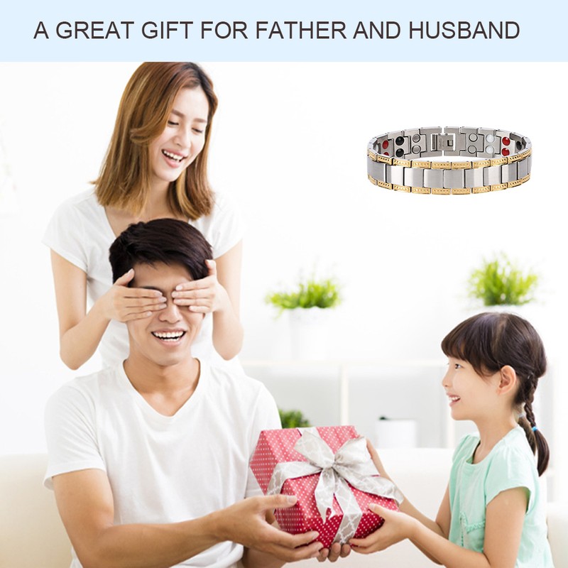 Double Strength Titanium Steel Magnetic Therapy Lose Weight Bracelet for
