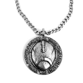 FORGIVEN JEWELRY Football Necklace I Can Do All Things Through Christ in Antique Silver Finish On Chain Philippians 413