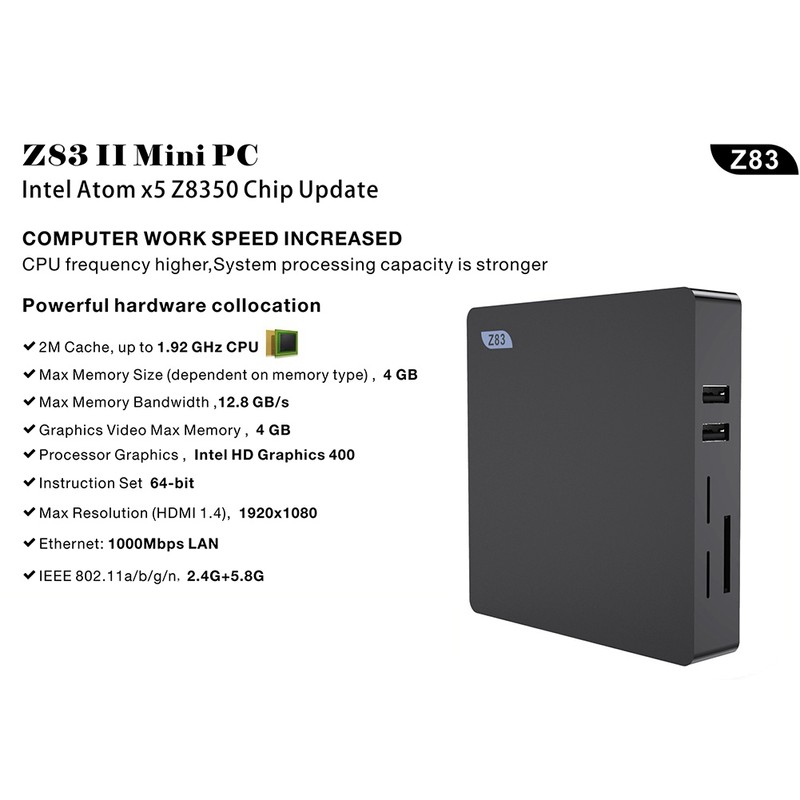 Beelink Z83Ⅱ 4G+64GB Mini Computer Bluetooth4.0 WiFi for Windows 10/Linux