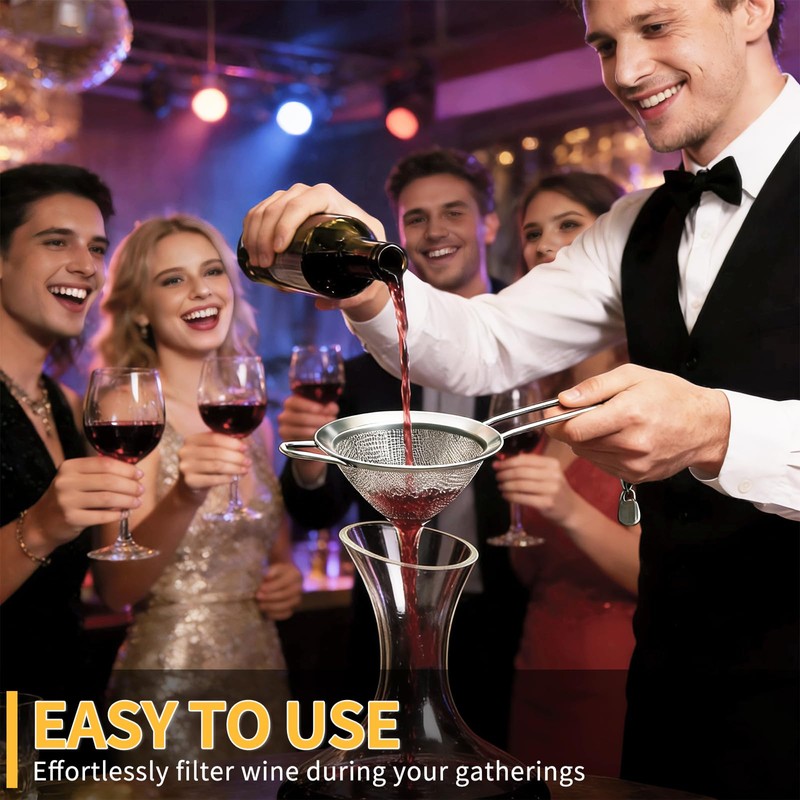 Wine Strainer for Sediment, Fine Mesh Strainer for Kitchen, Made