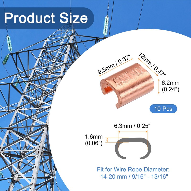 MECCANIXITY U-Shaped Copper Crimping Terminal Connector 5/16" - 7/16"(7.5-11mm) Wire