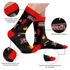 AGRIMONY Funny Fire Socks for Men Women Teen Boys-If You Can Read This Fireman Is Off Duty Funny Valentines Day Gift Birthday Gifts - Novelty Fun Funky Food Crazy Cool Crew Socks with Sayings