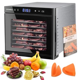 Food Dehydrator for Jerky, 8 Stainless Steel Trays Dehydrator Machine, 167℉ Temperature Control & 48H Timer, 700W Fruit Dryer with Food Air-Drying Function for Meat,Beef,Herbs,Dog Treats, ETL Approved