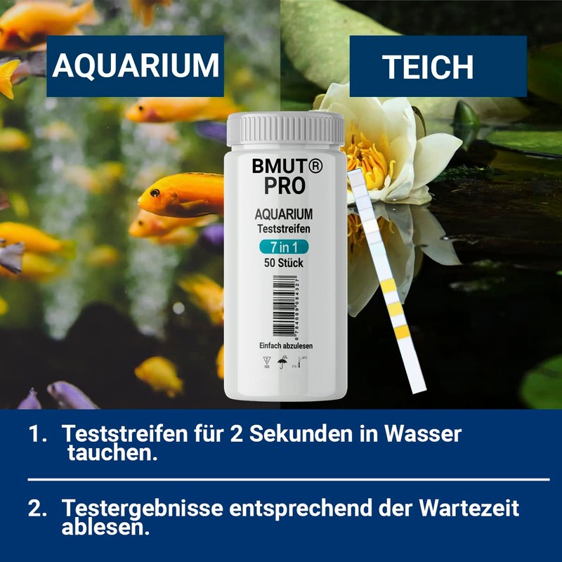 BMUT 50 x 7-in-1 Aquarium Test Strips Water Test Pond