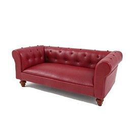 Melody Jane Dollhouse Red Leather Chesterfield Sofa Miniature 1:12 Living Room Furniture